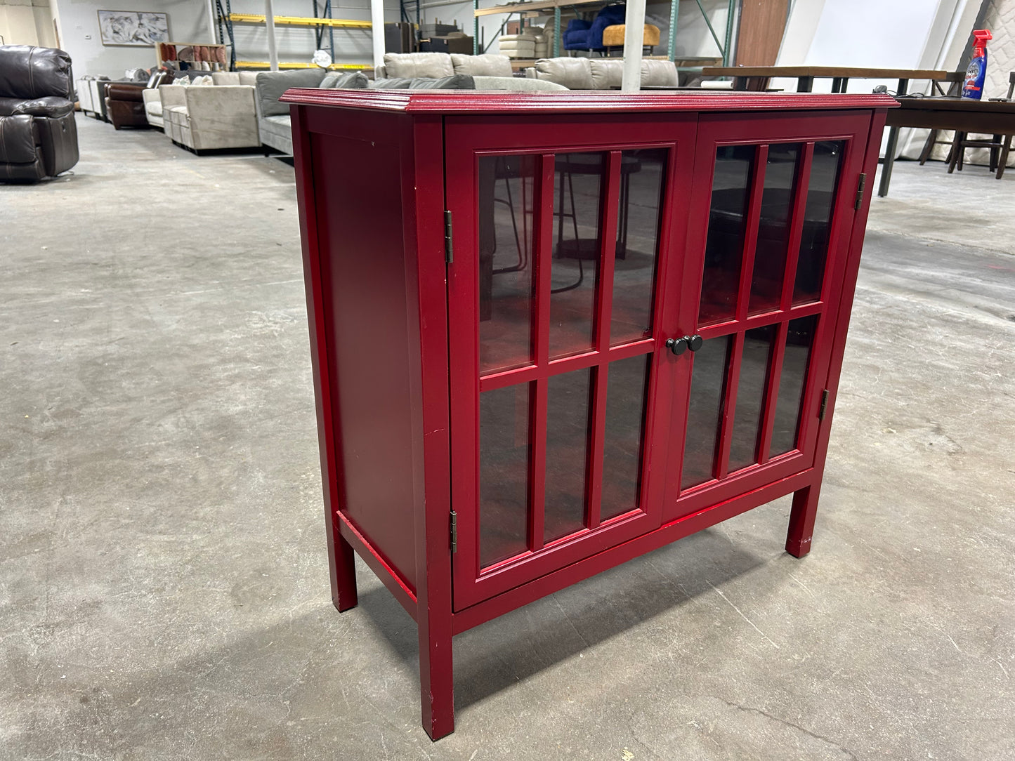 Contemporary Red Wooden Credenza
