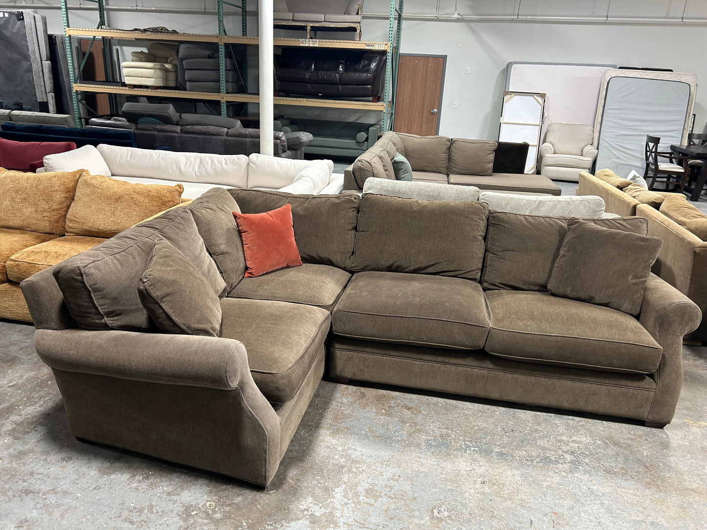 3-Pc Arhaus Brown Camden Collection Sectional