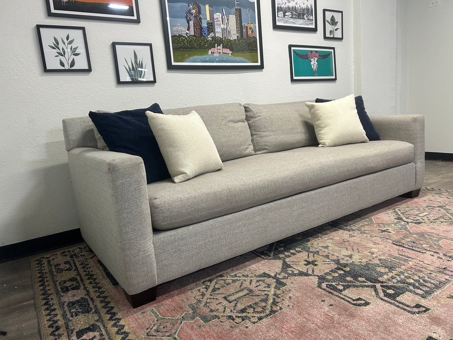 Pottery Barn Light Gray York Square Arm Sofa