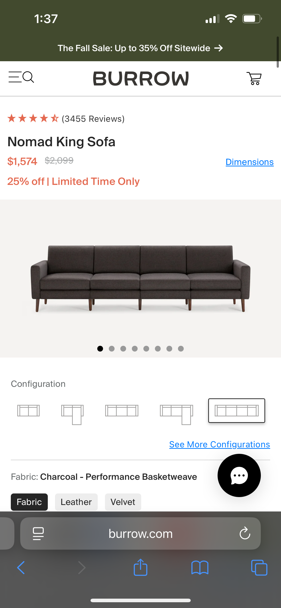 Burrow Modular Nomad King Sofa