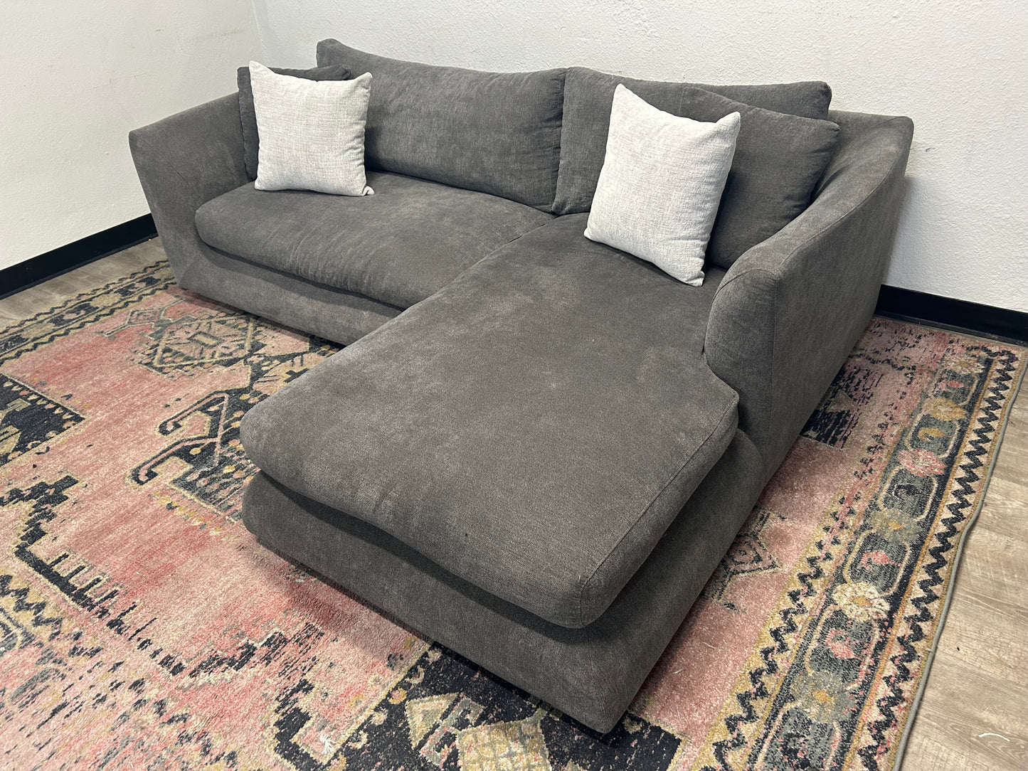 Mario Capasa Gray Feathers Collection Chaise Sectional