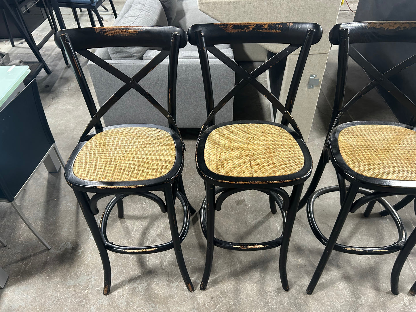 Arhaus 4-Pc Wicker & Wood Cadence Bar Stool Set