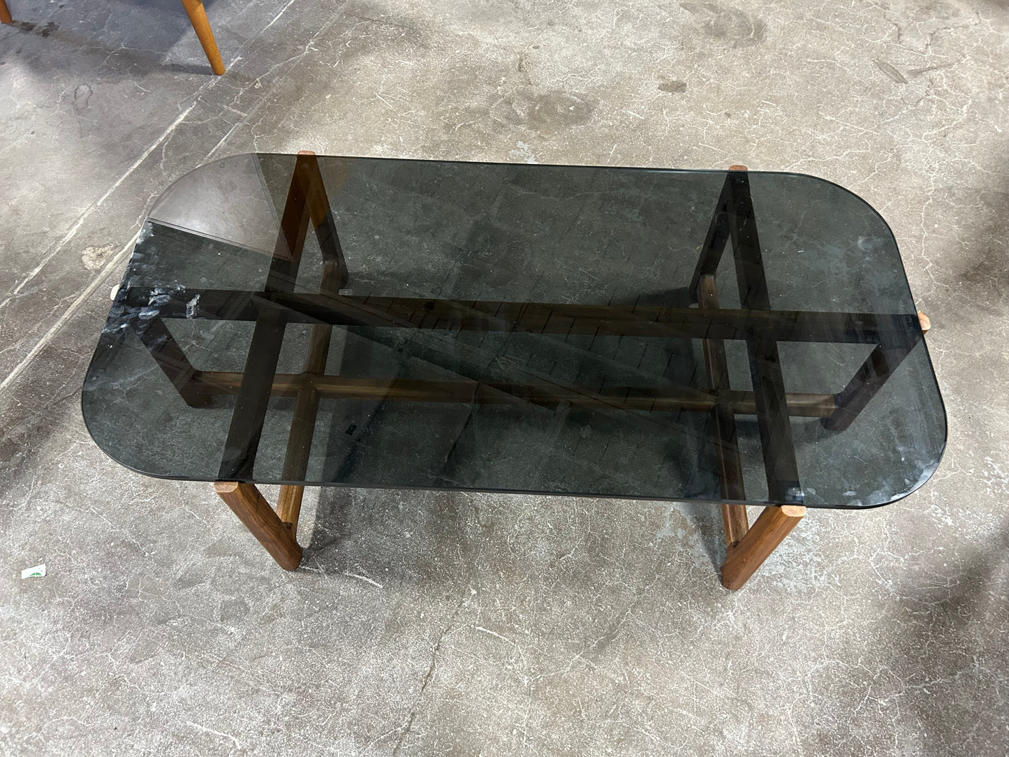 Gus Modern Quarry Coffee Table - Glass & Walnut Wood