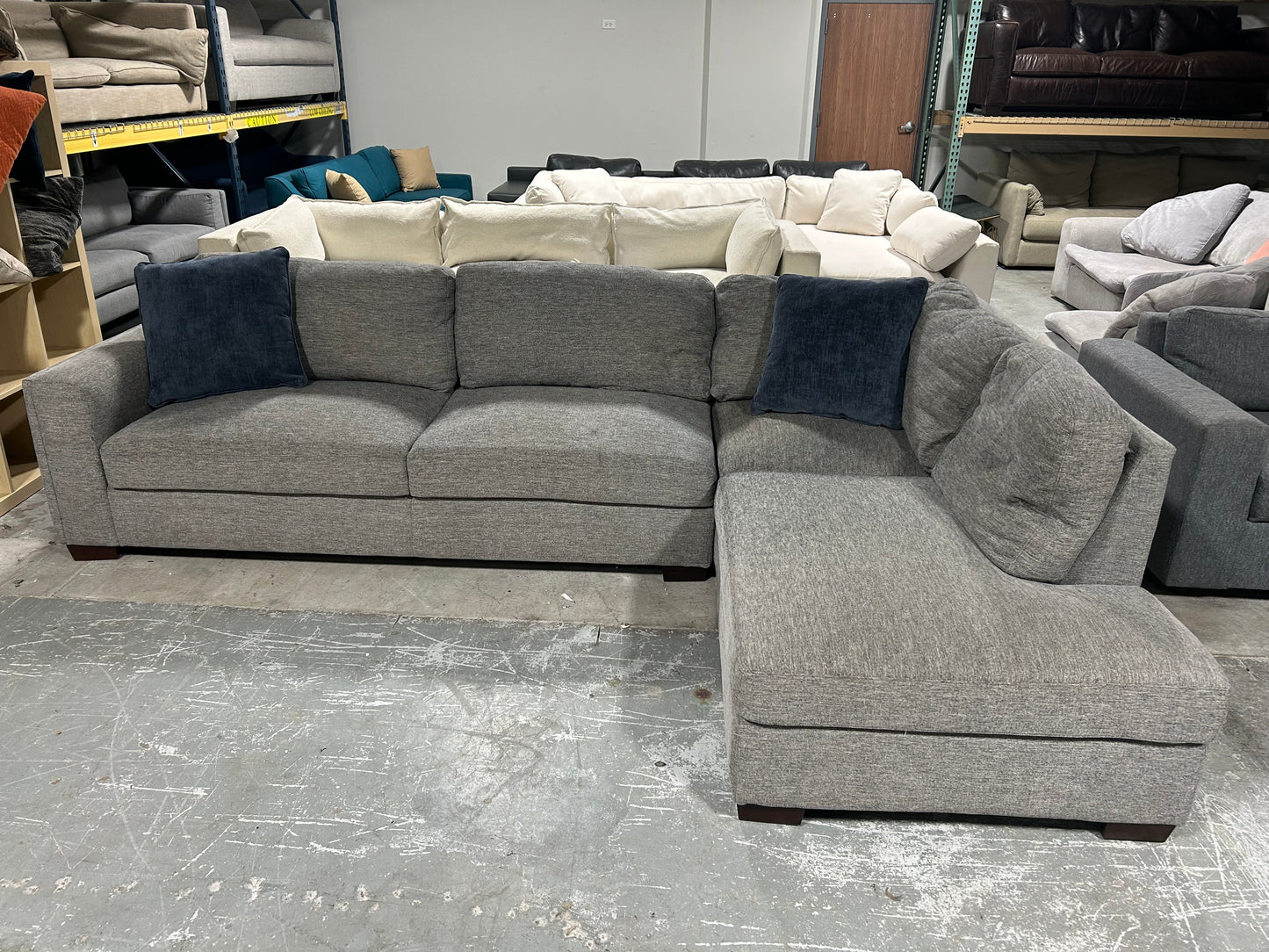 Contemporary Dark Gray 2-Pc Chaise Sectional
