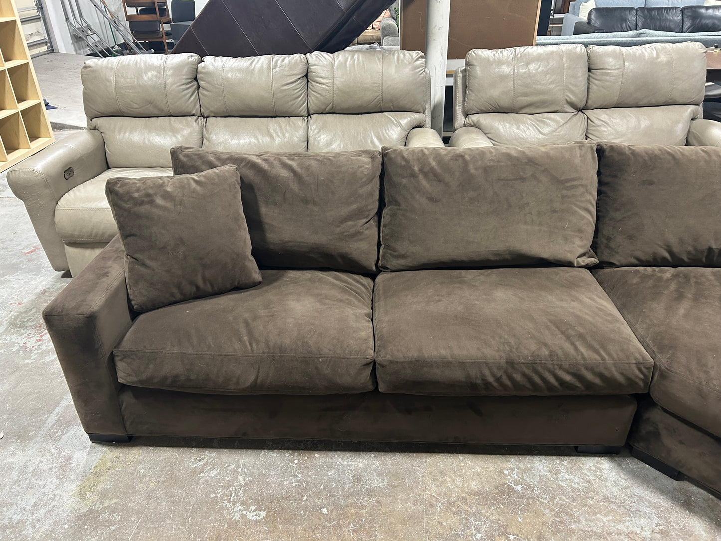 Room & Board Dark Brown Velvet Cuddler Sectional