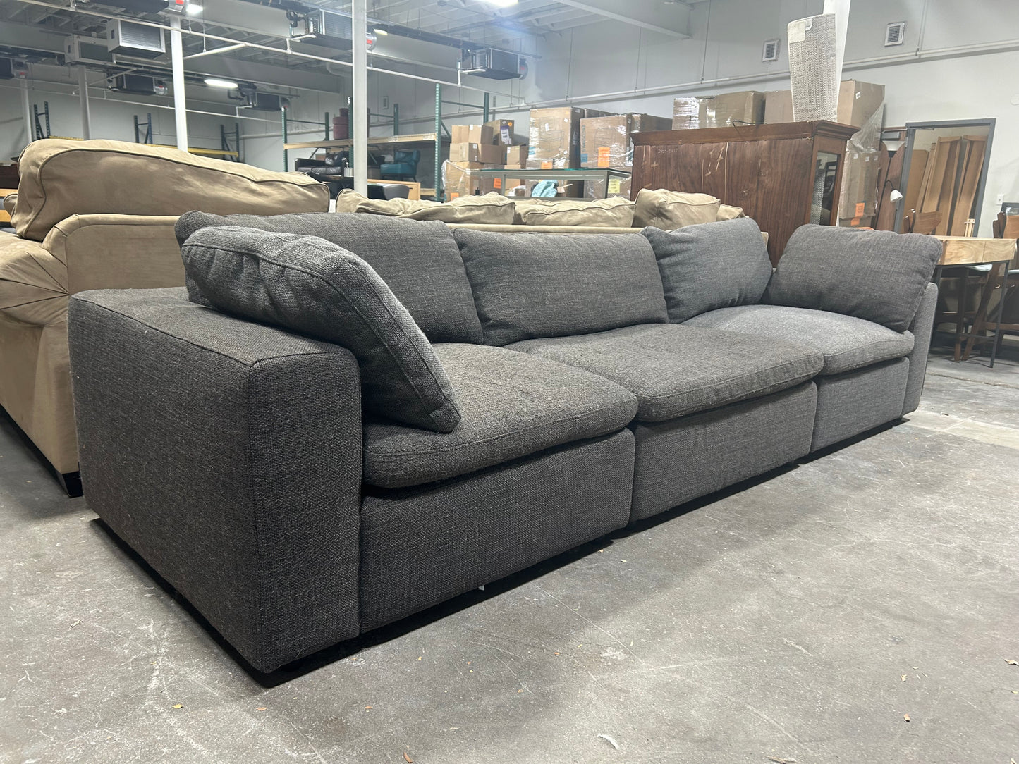 Kardiel 3-Pc Modular Dark Gray Cloud Sofa