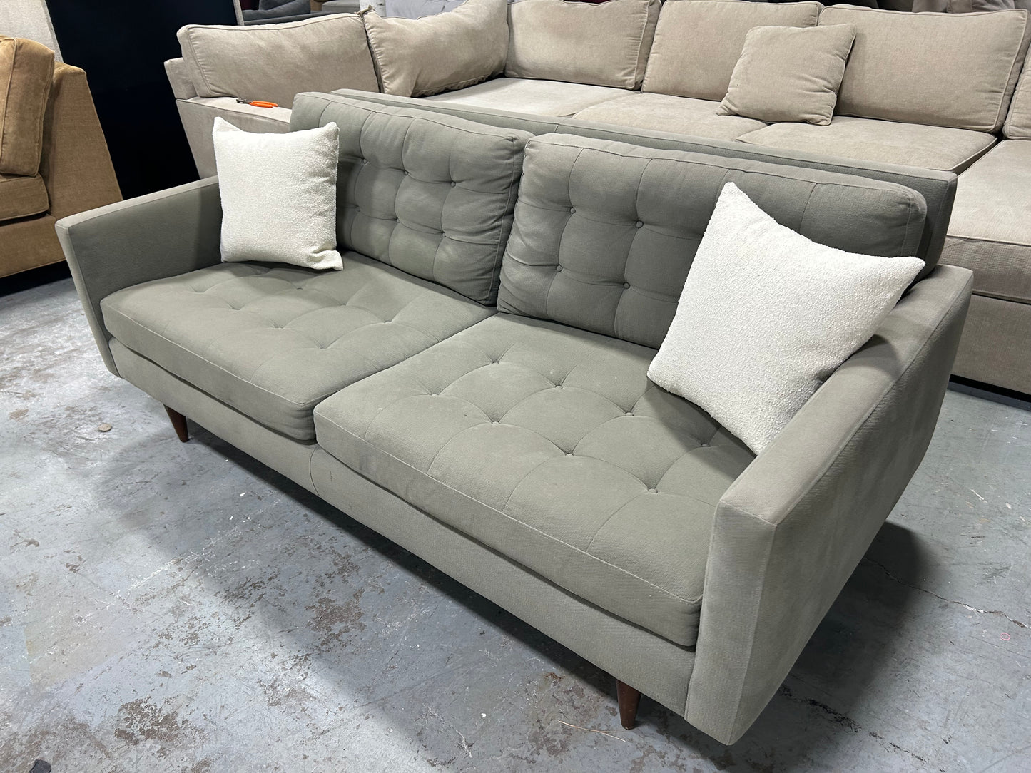 Crate & Barrel Sage Green 76” Petrie Sofa
