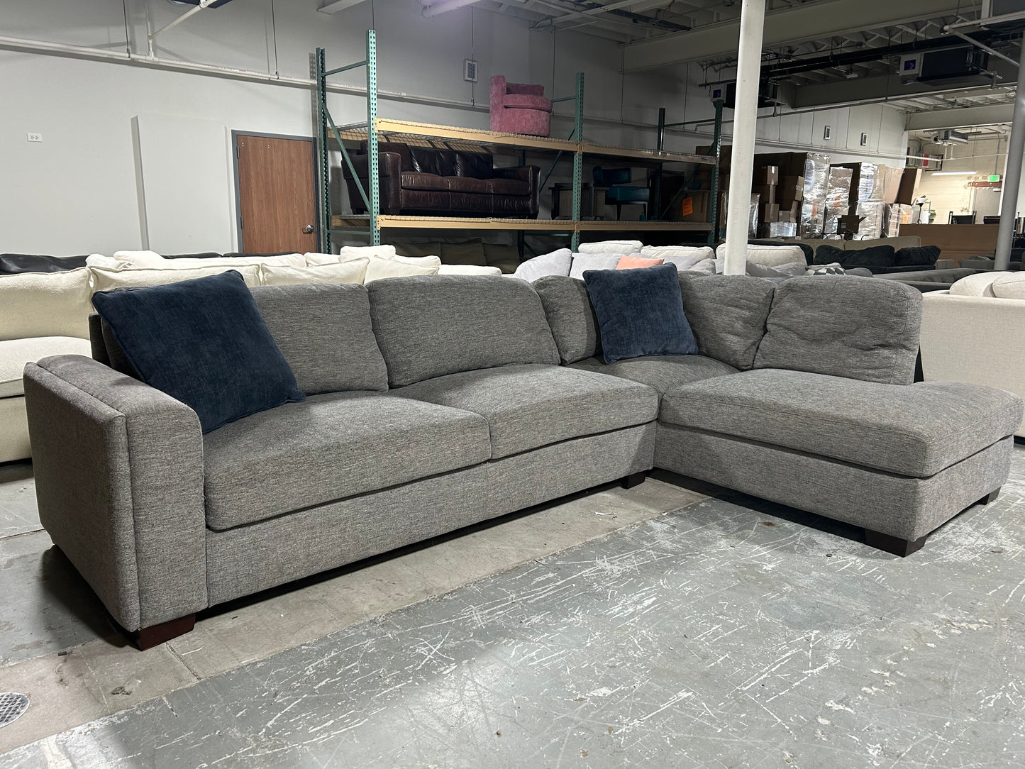 Contemporary Dark Gray 2-Pc Chaise Sectional