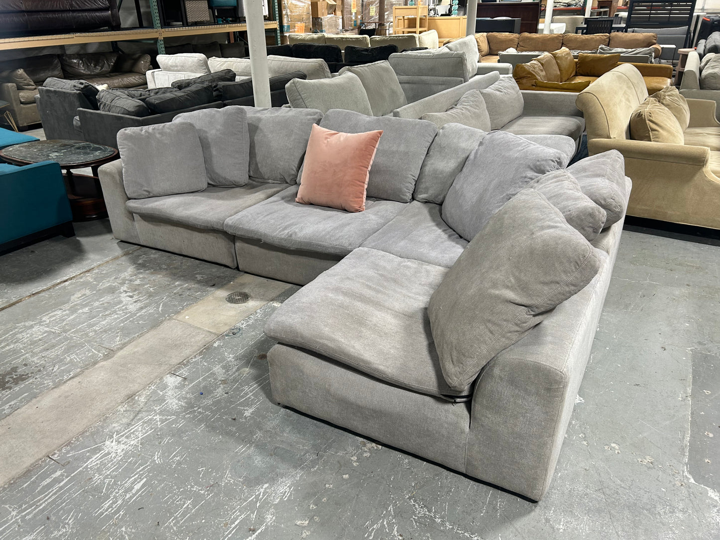 4-Pc Modular Light Grey Cloud Sectional