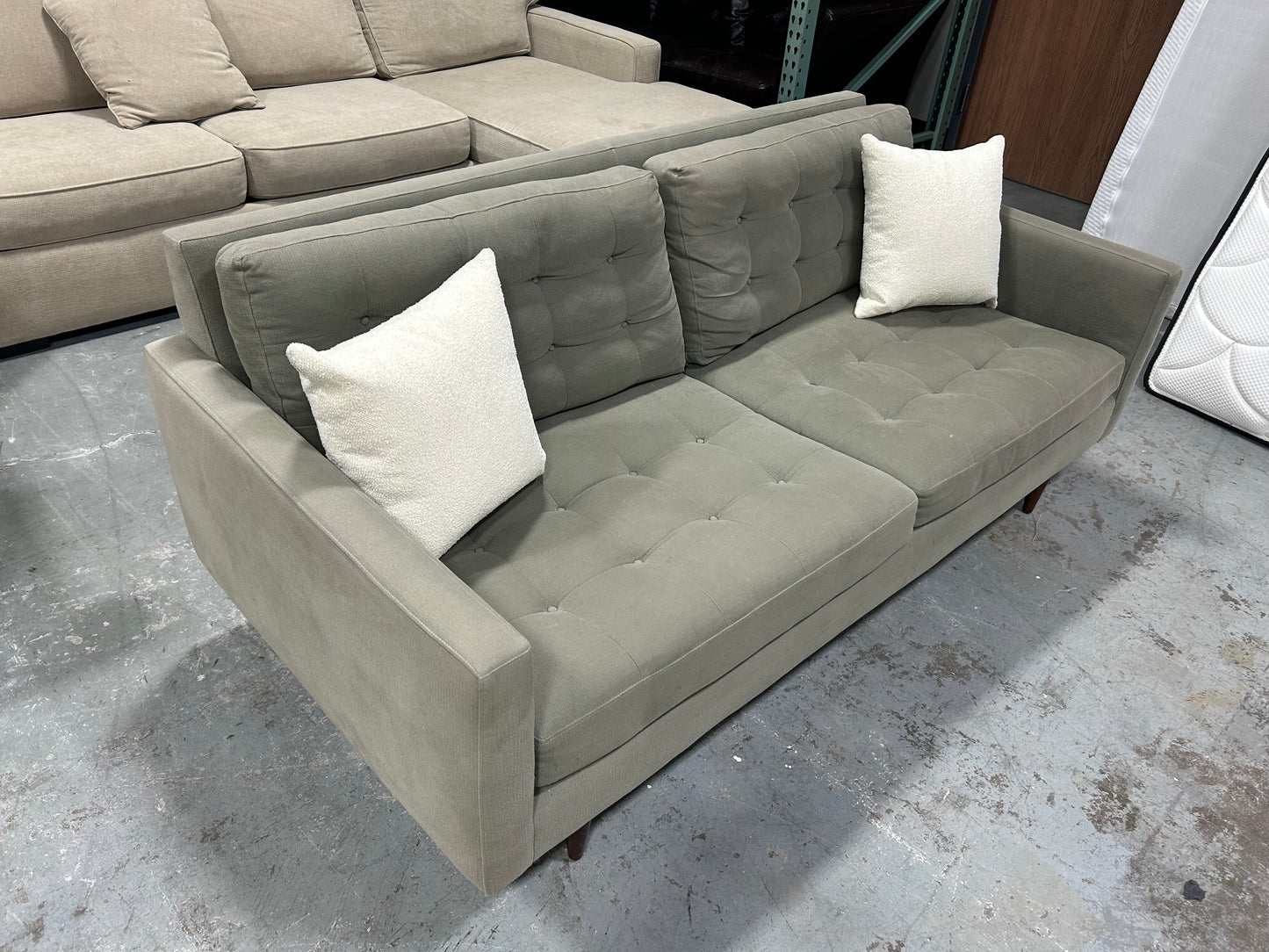 Crate & Barrel Sage Green 76” Petrie Sofa