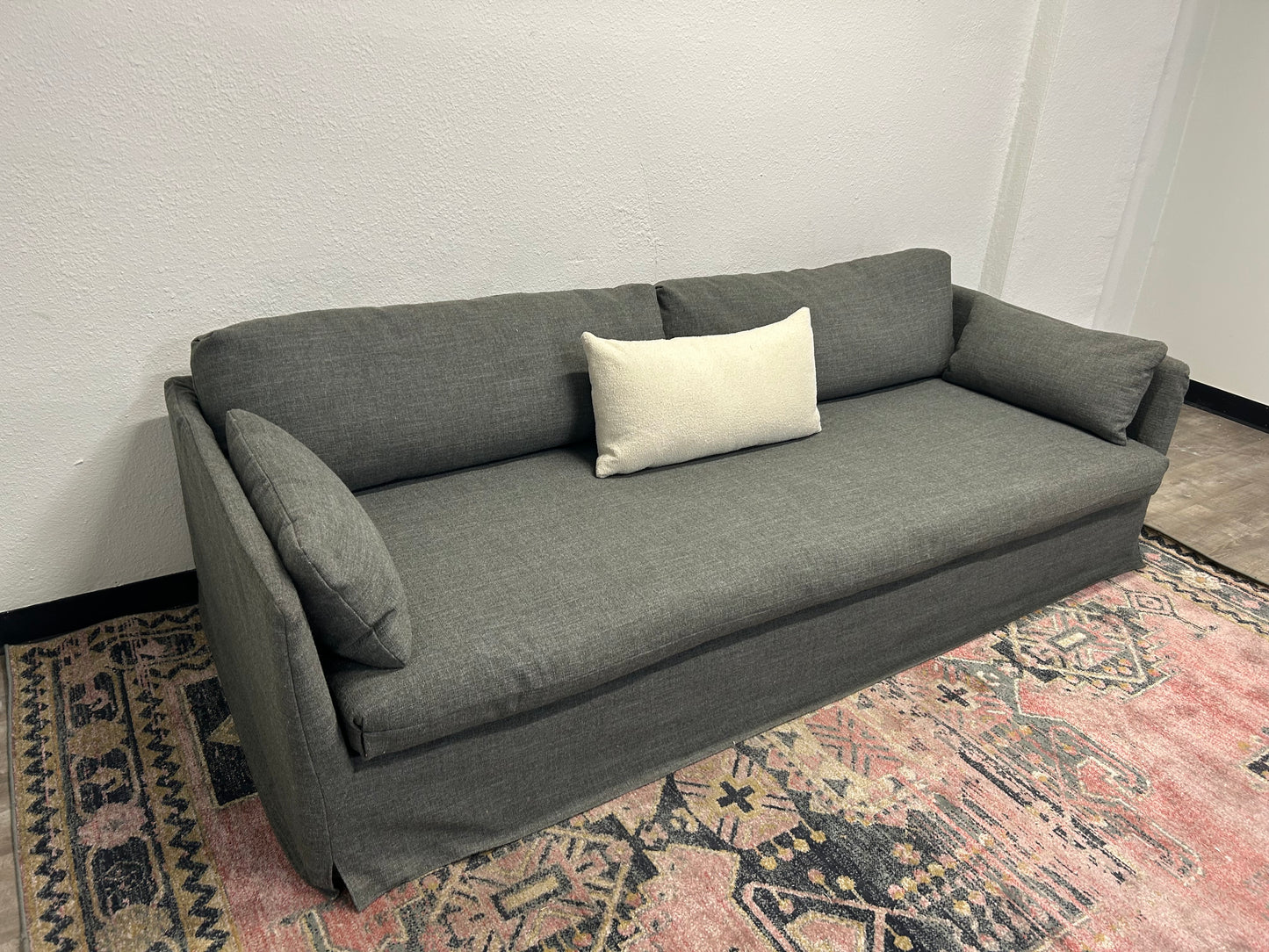 Crate & Barrel Charcoal Gray 94” Rivera Sofa