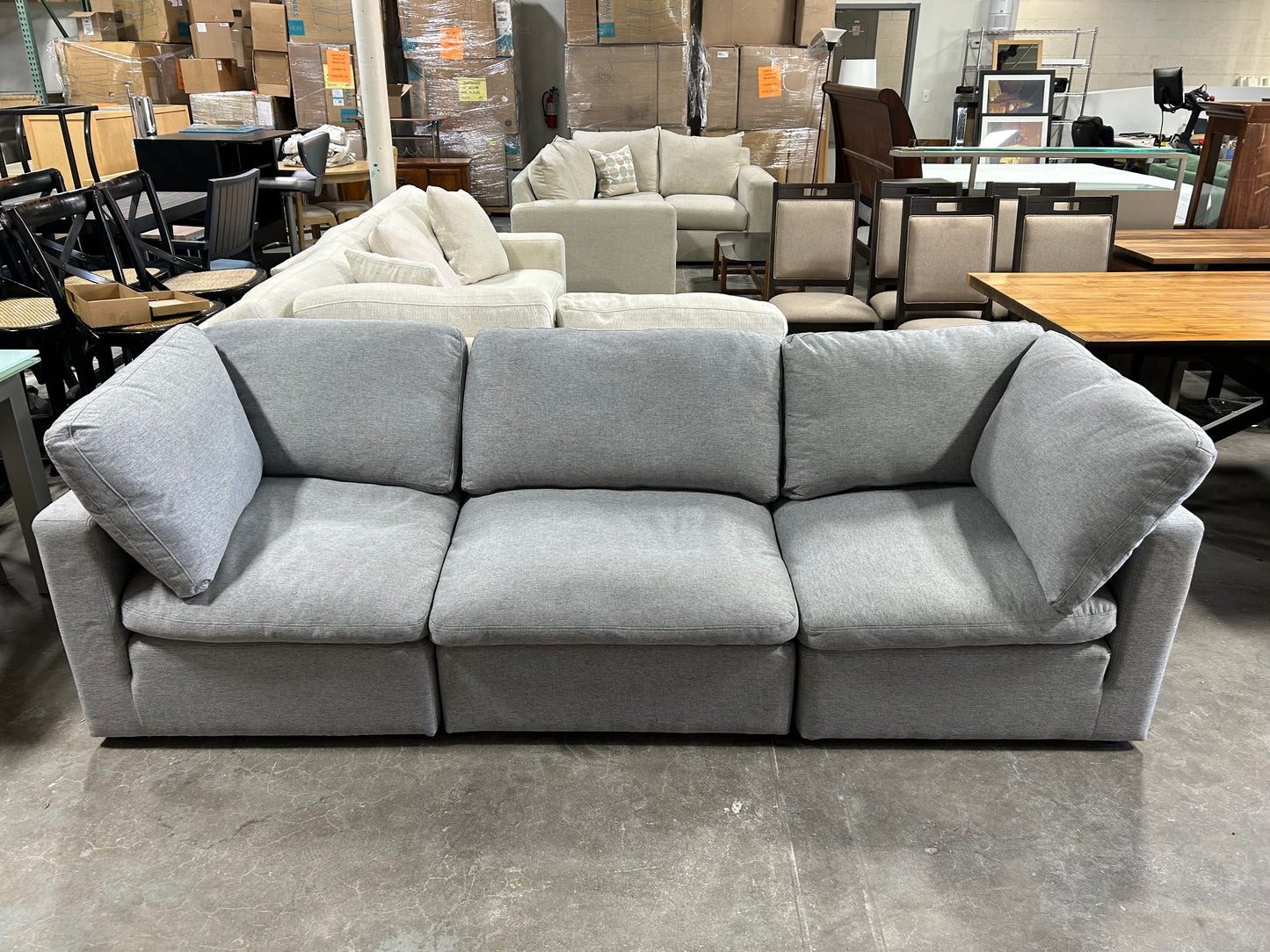 3-Pc Modular Light Gray Cloud Sofa