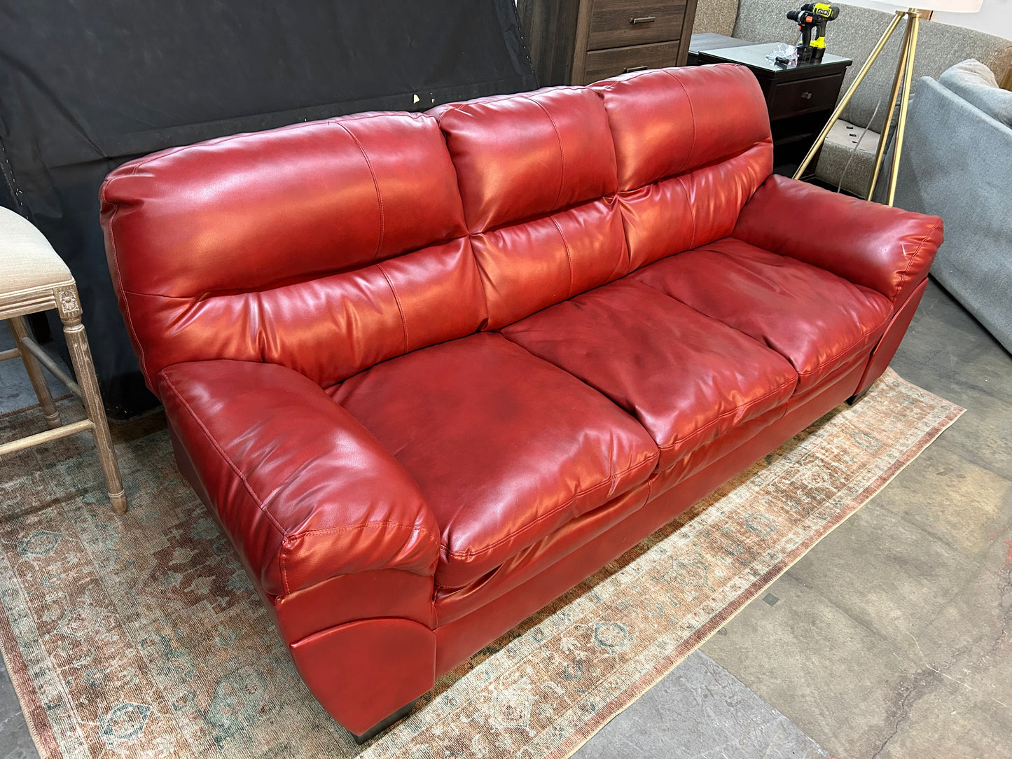 Contemporary Red Leather Sofa