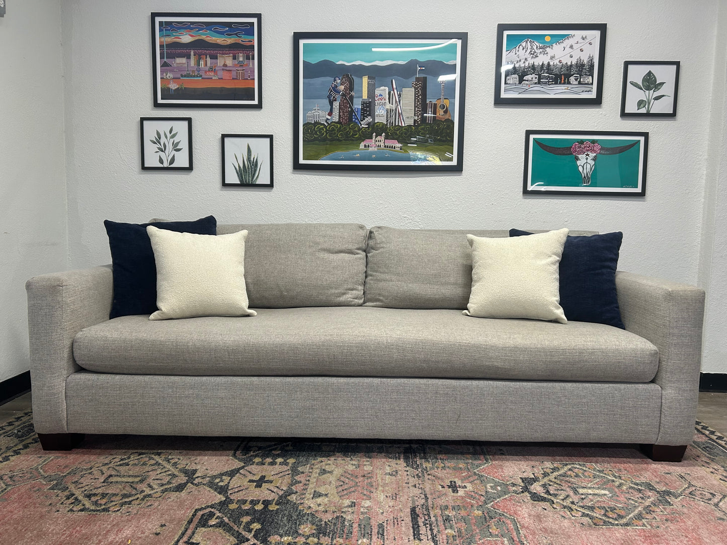 Pottery Barn Light Gray York Square Arm Sofa