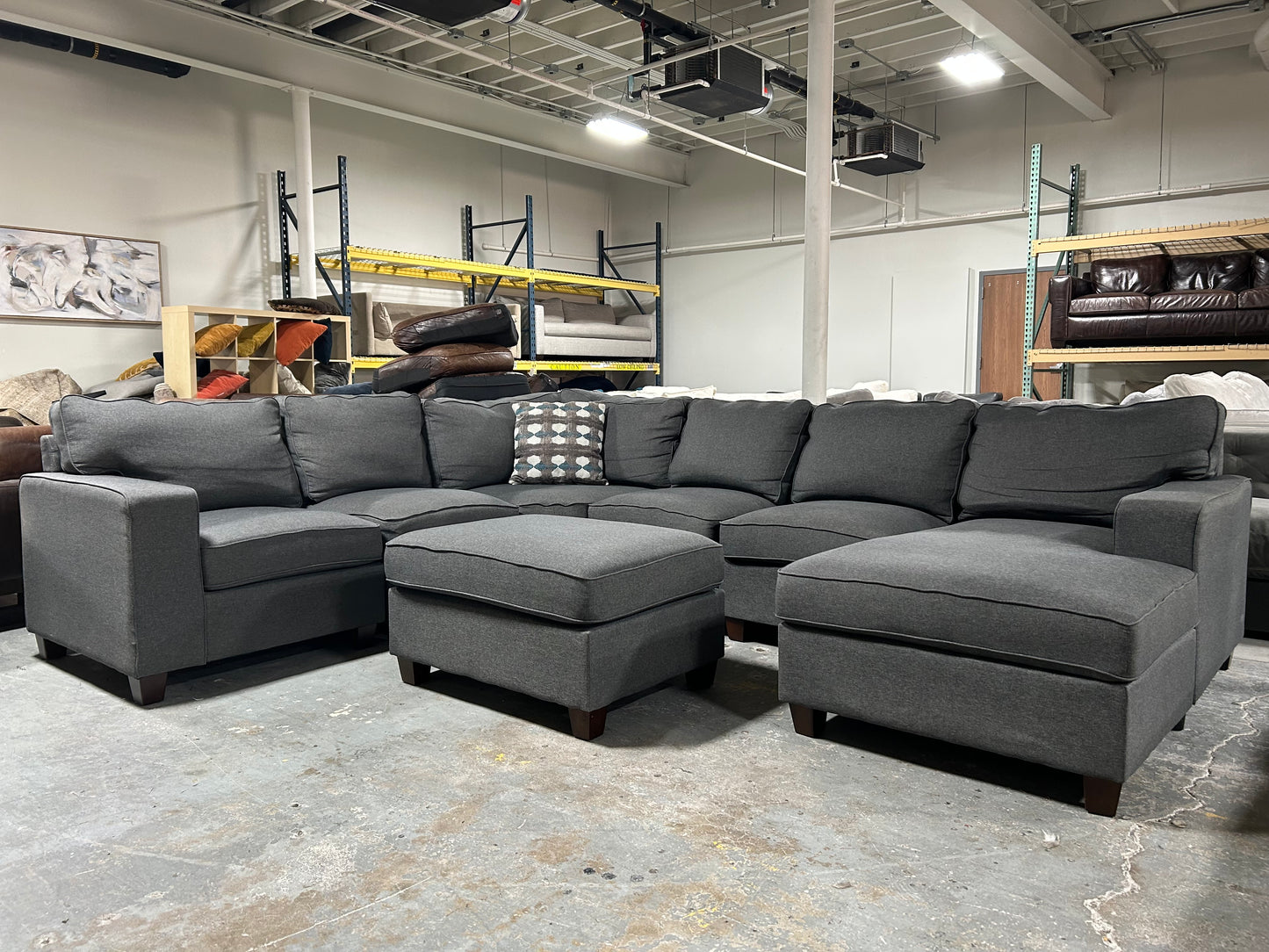 7-Pc Modular Dark Gray Sectional w/Ottoman