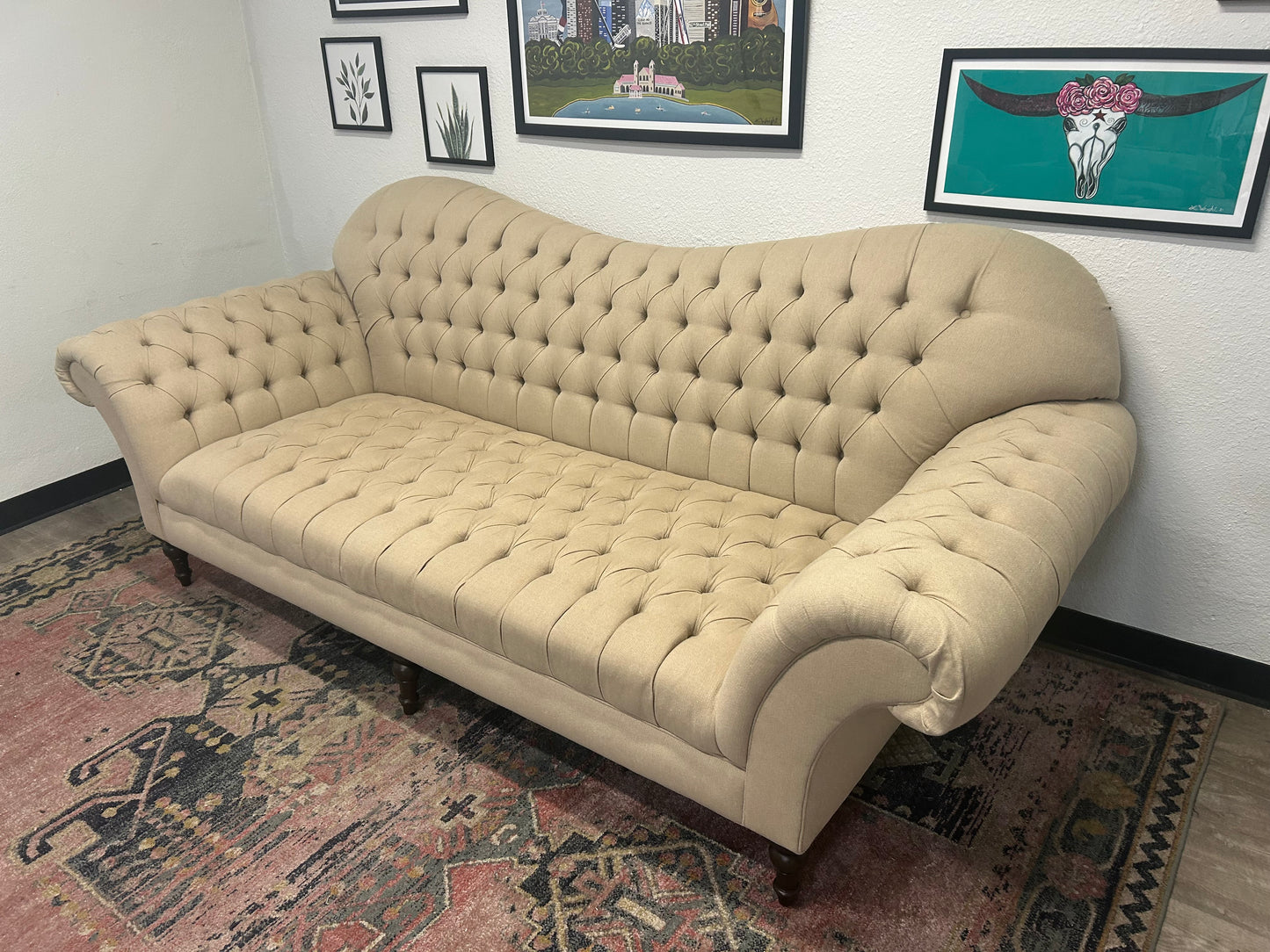 ELEGANT Arhaus Beige Tufted Arabella Sofa