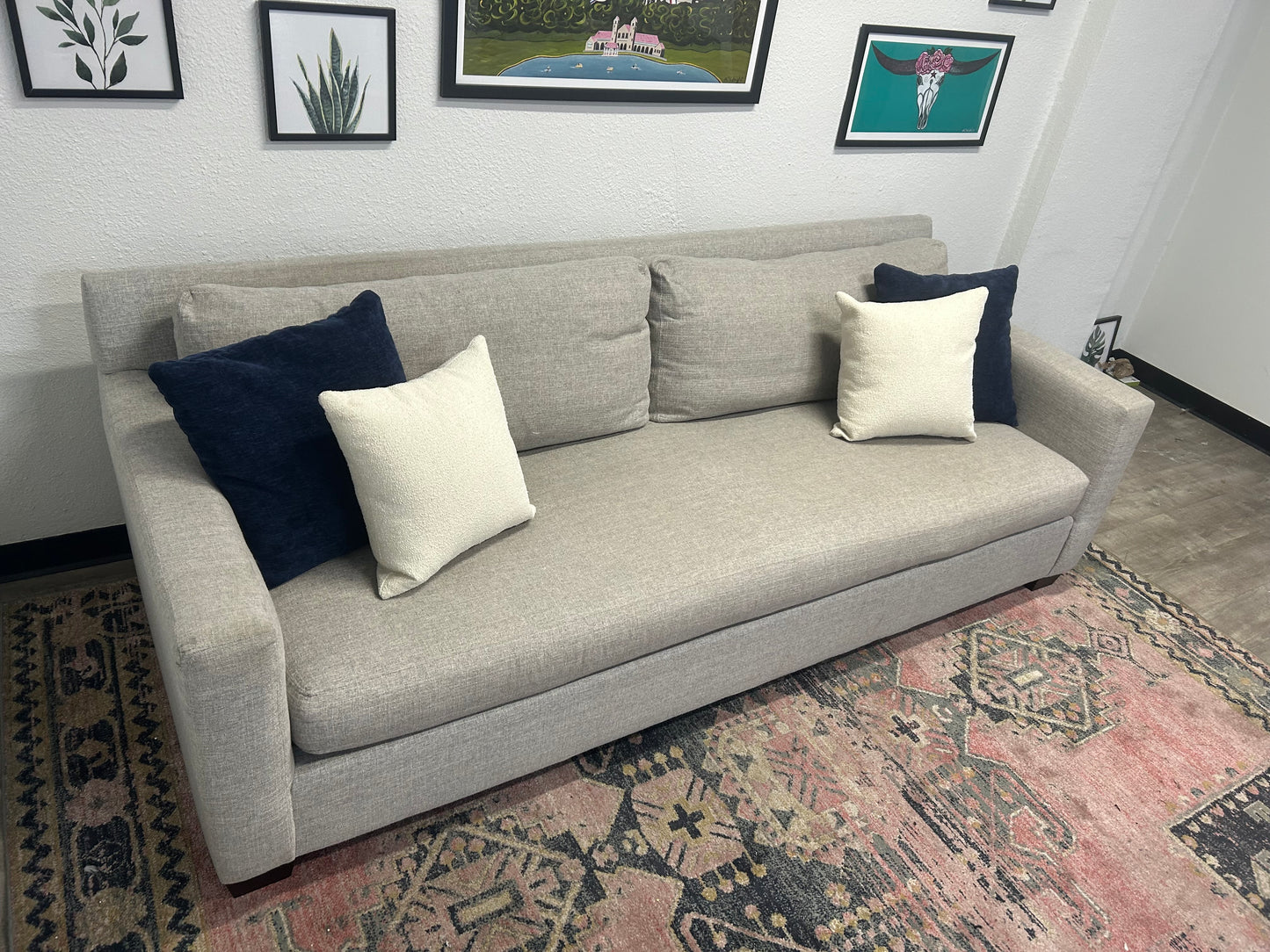 Pottery Barn Light Gray York Square Arm Sofa