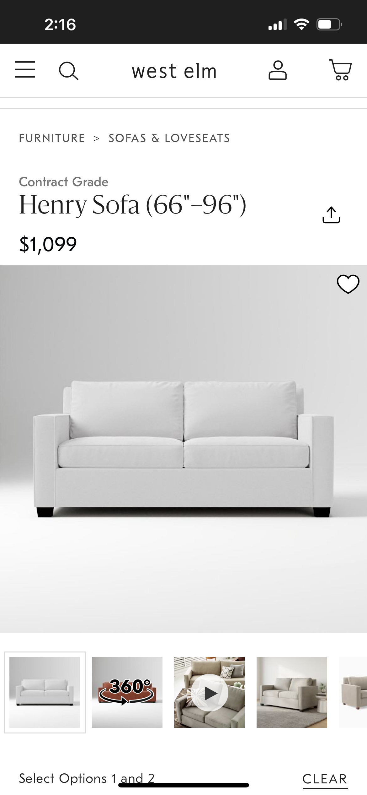 West Elm Sky Grey Velvet 76” Henry Sofa
