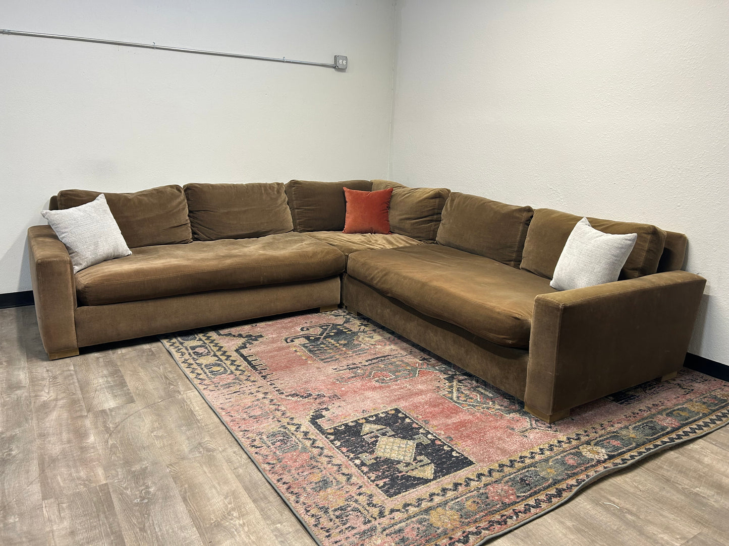 Restoration Hardware 3-Pc Bronze Maxwell Sectional