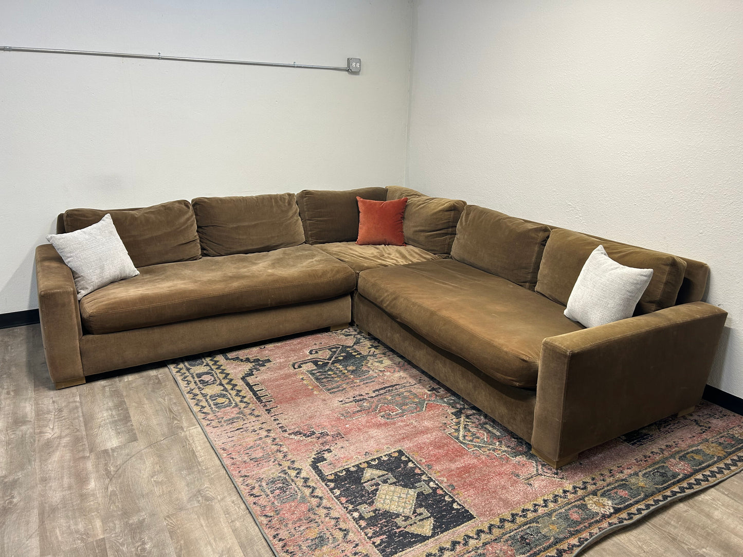 Restoration Hardware 3-Pc Bronze Maxwell Sectional
