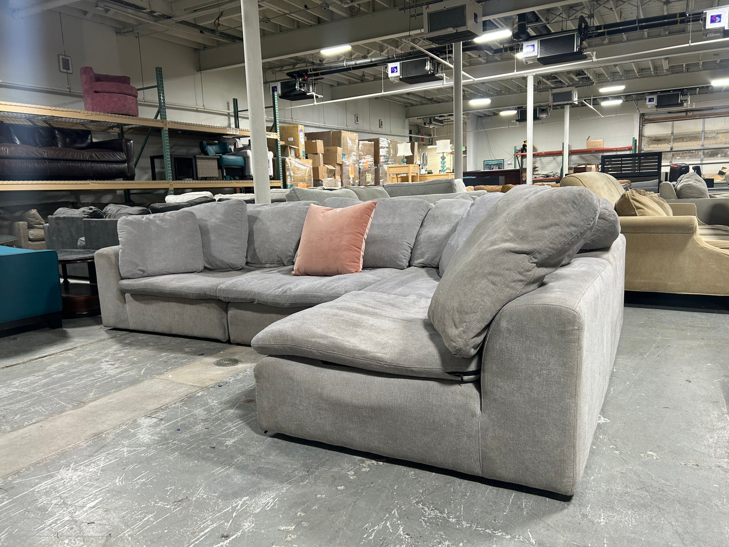 4-Pc Modular Light Grey Cloud Sectional