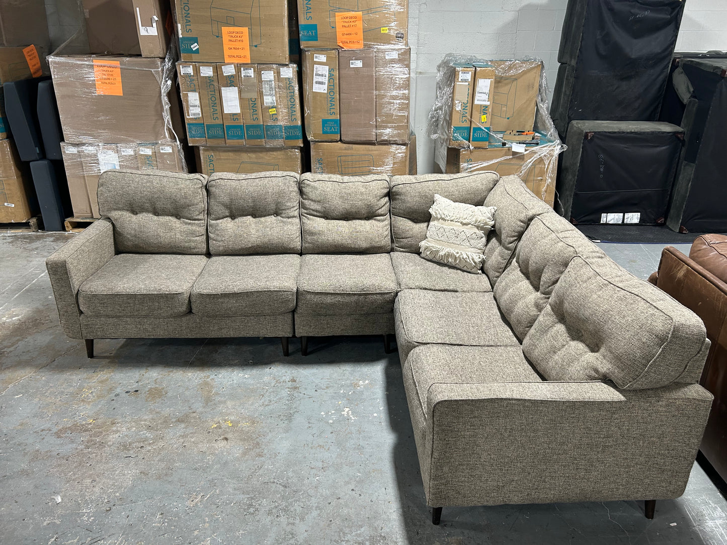 3-Pc Taupe MCM Sectional