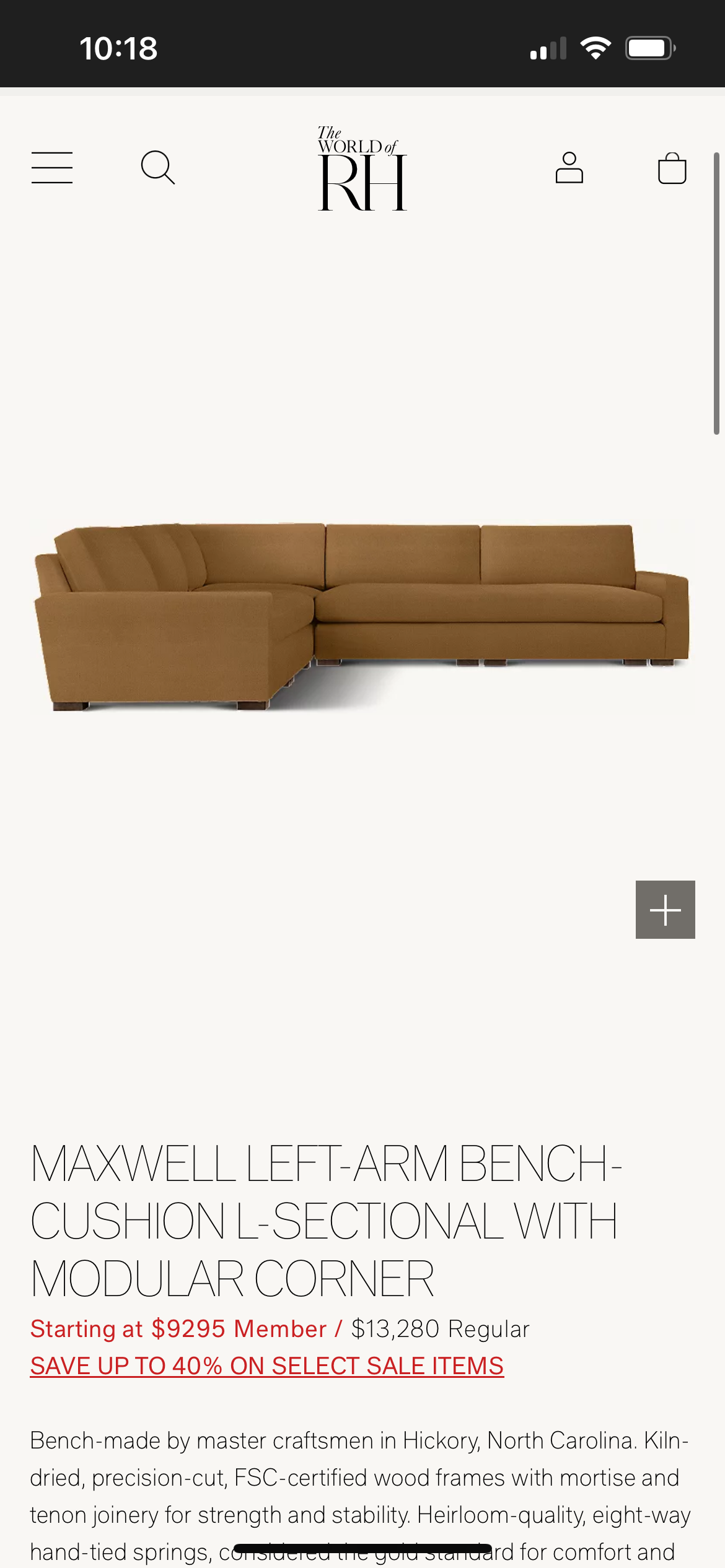 Restoration Hardware 3-Pc Bronze Maxwell Sectional