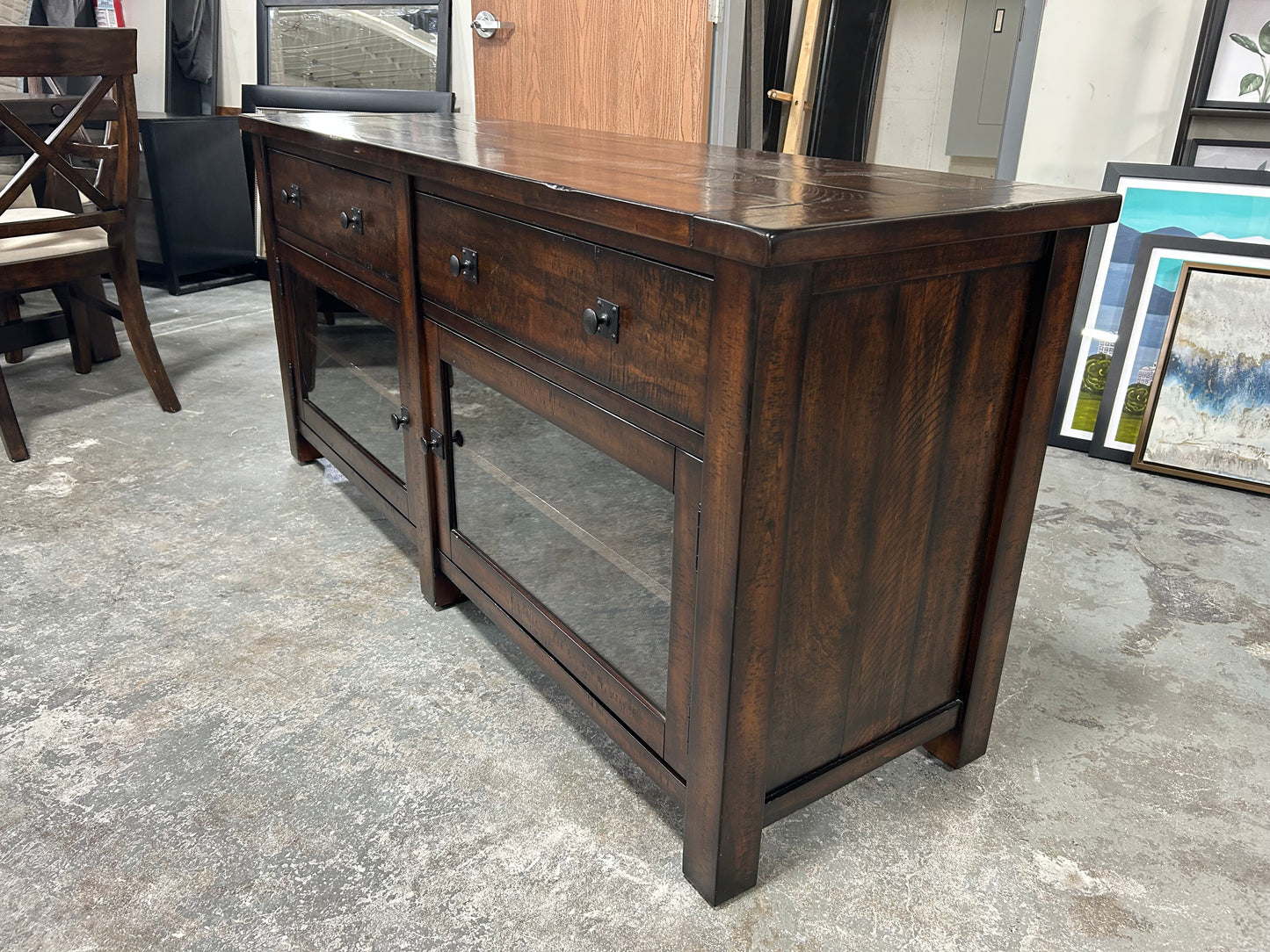 Pottery Barn Benchwright 65” Wood Media Console
