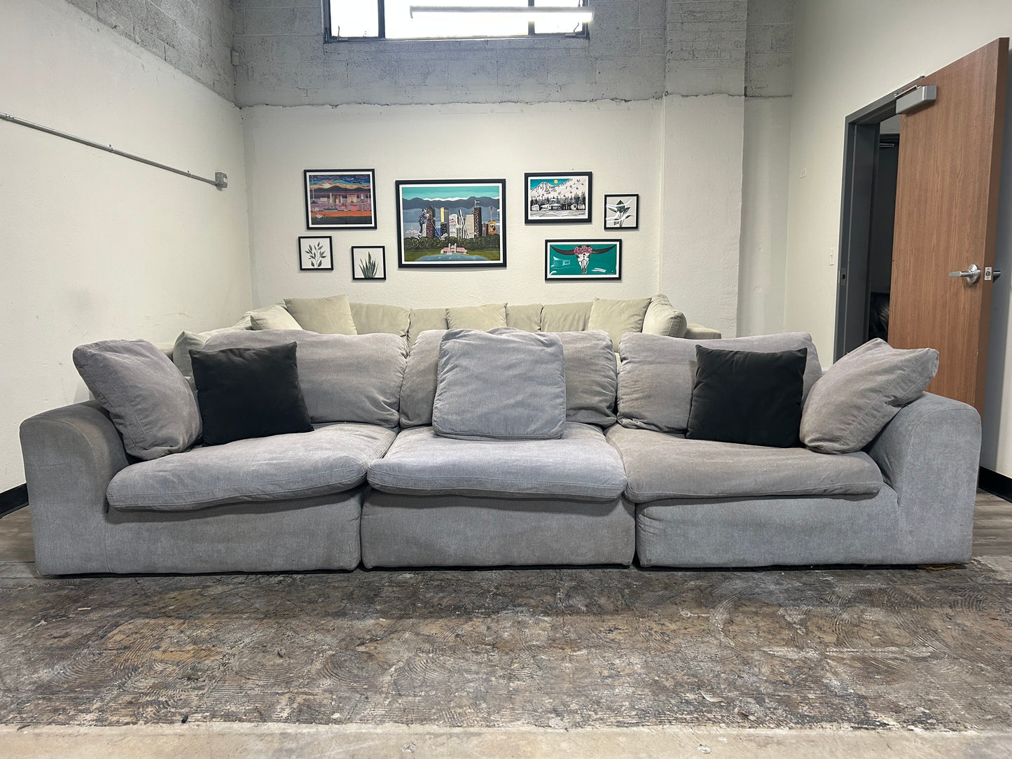 3-Pc Modular Light Grey Cloud Sofa