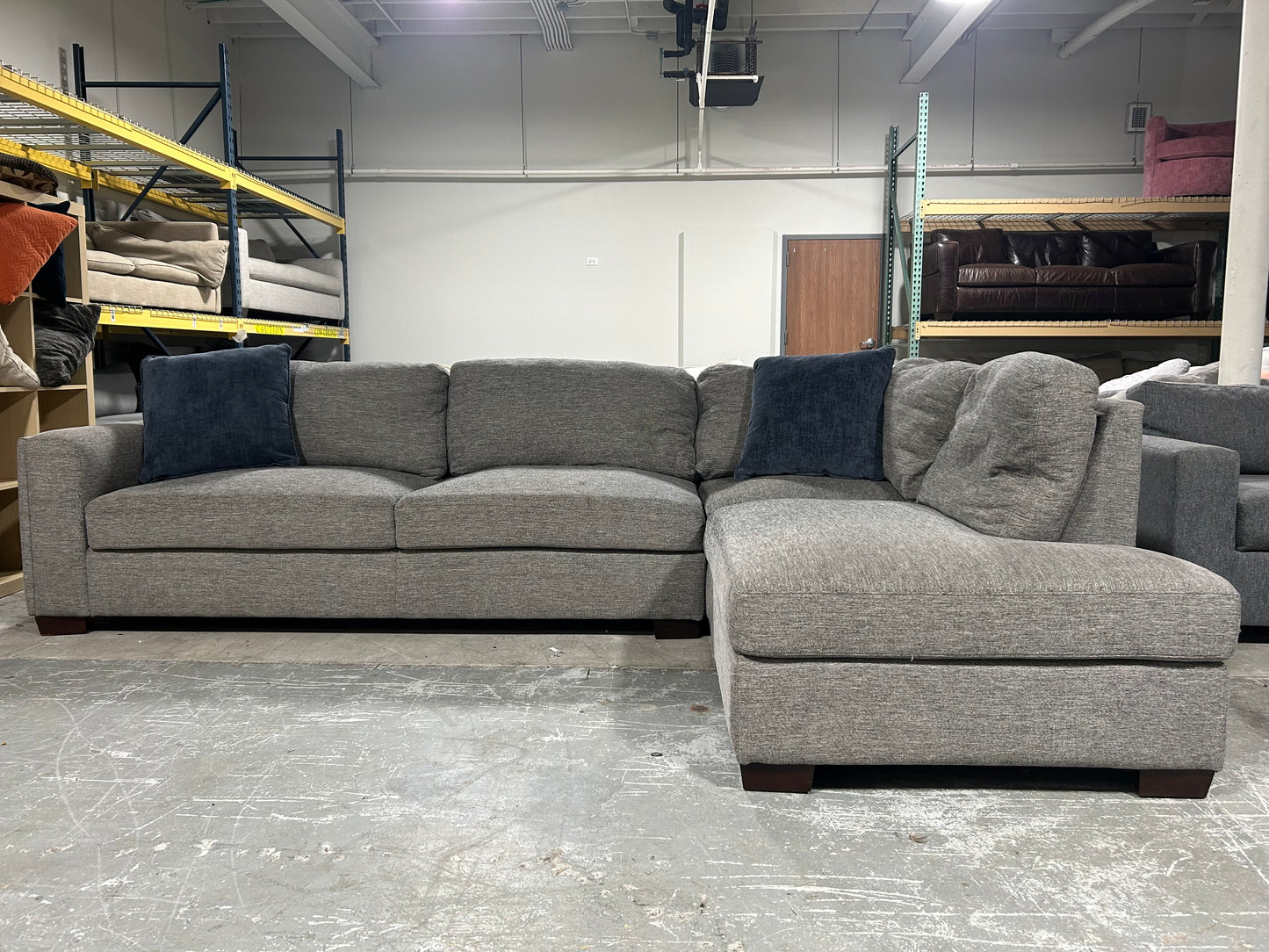 Contemporary Dark Gray 2-Pc Chaise Sectional