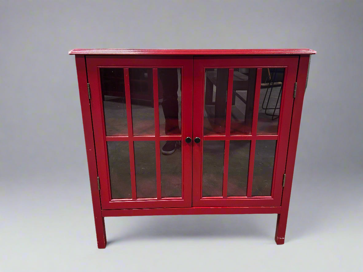 Contemporary Red Wooden Credenza