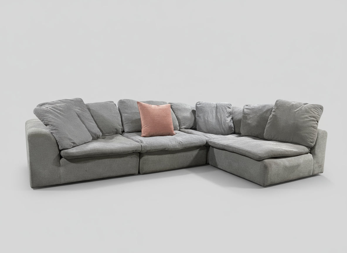 4-Pc Modular Light Grey Cloud Sectional