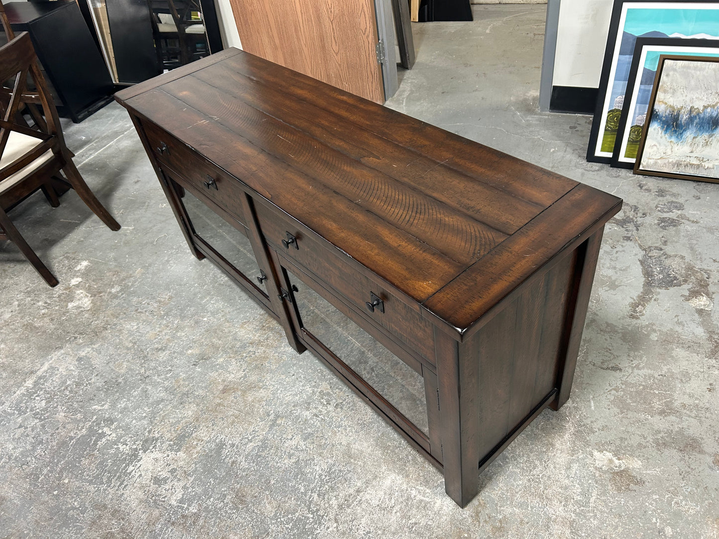 Pottery Barn Benchwright 65” Wood Media Console