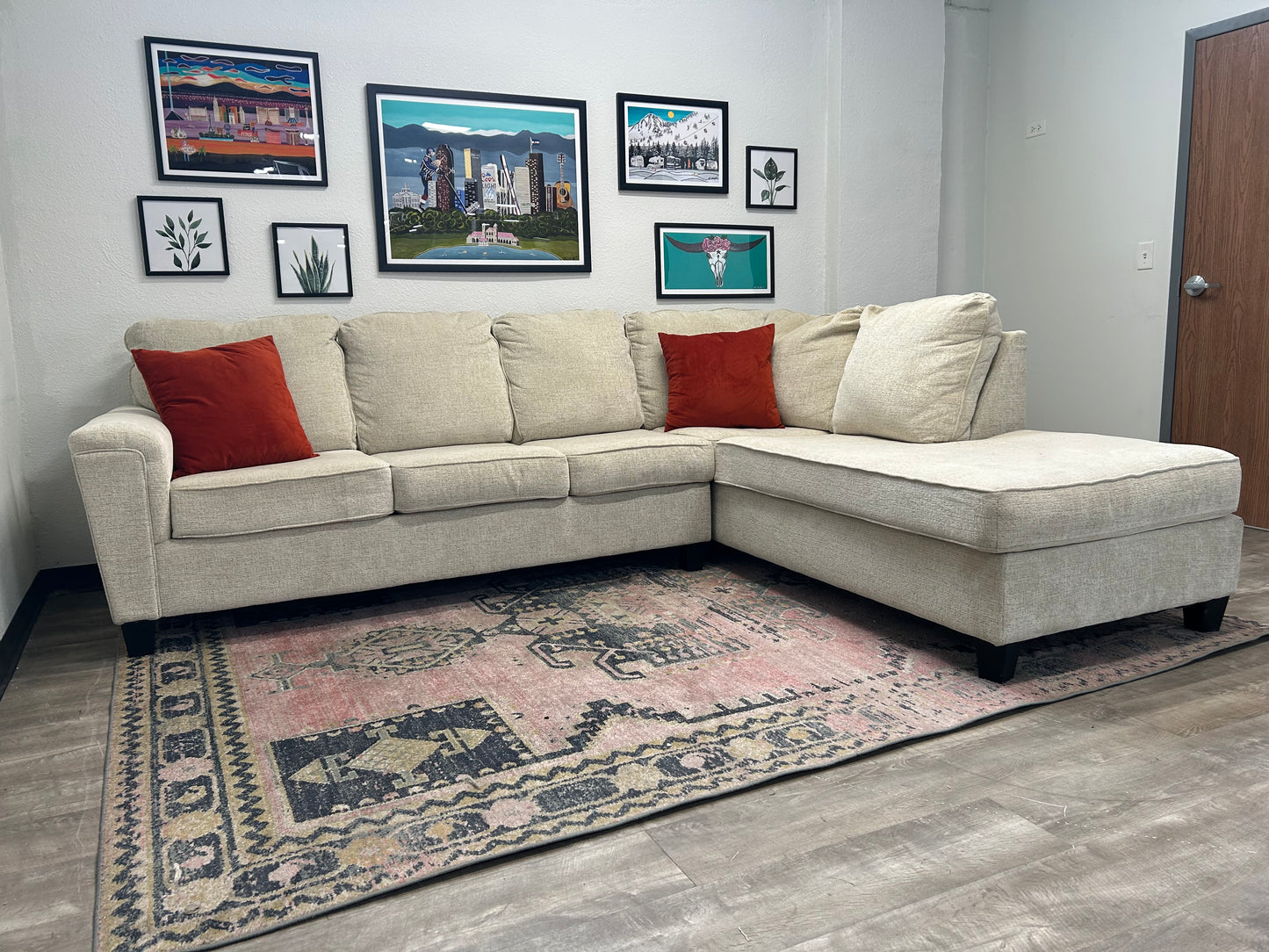 Contemporary Sky Grey Chaise Sectional
