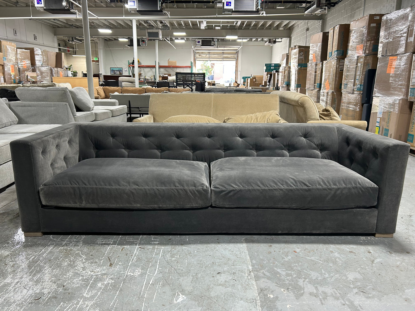 Restoration Hardware Modena Tufted Shelter Arm Sofa