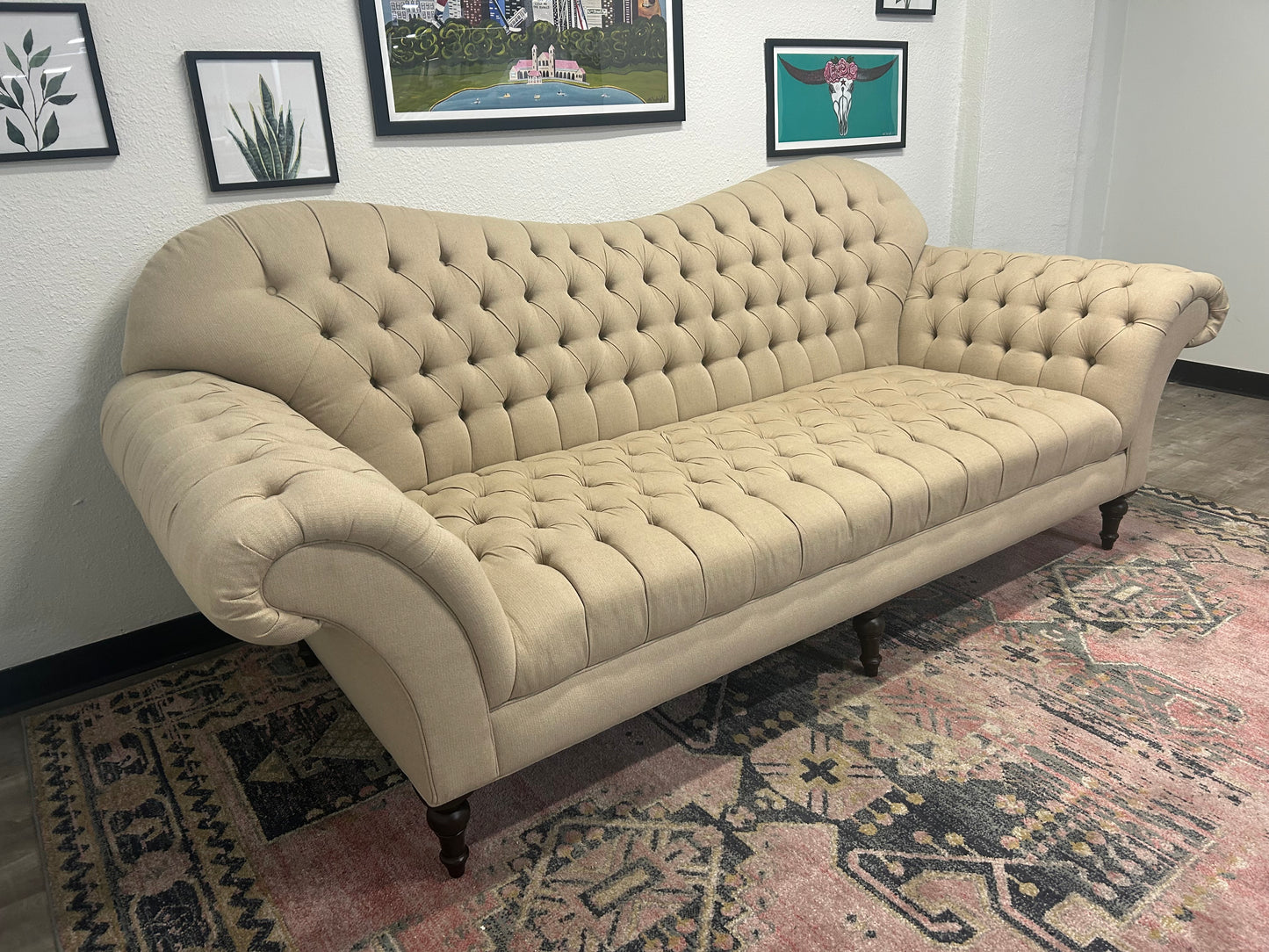ELEGANT Arhaus Beige Tufted Arabella Sofa