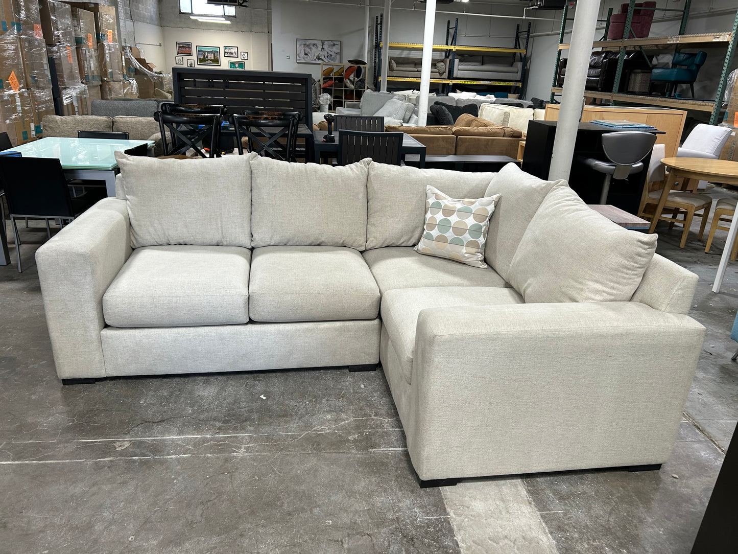 Contemporary 2-Pc Beige Sectional