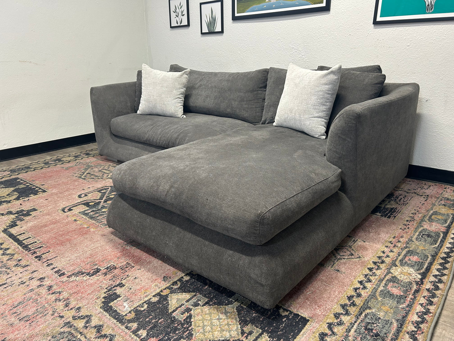 Mario Capasa Gray Feathers Collection Chaise Sectional