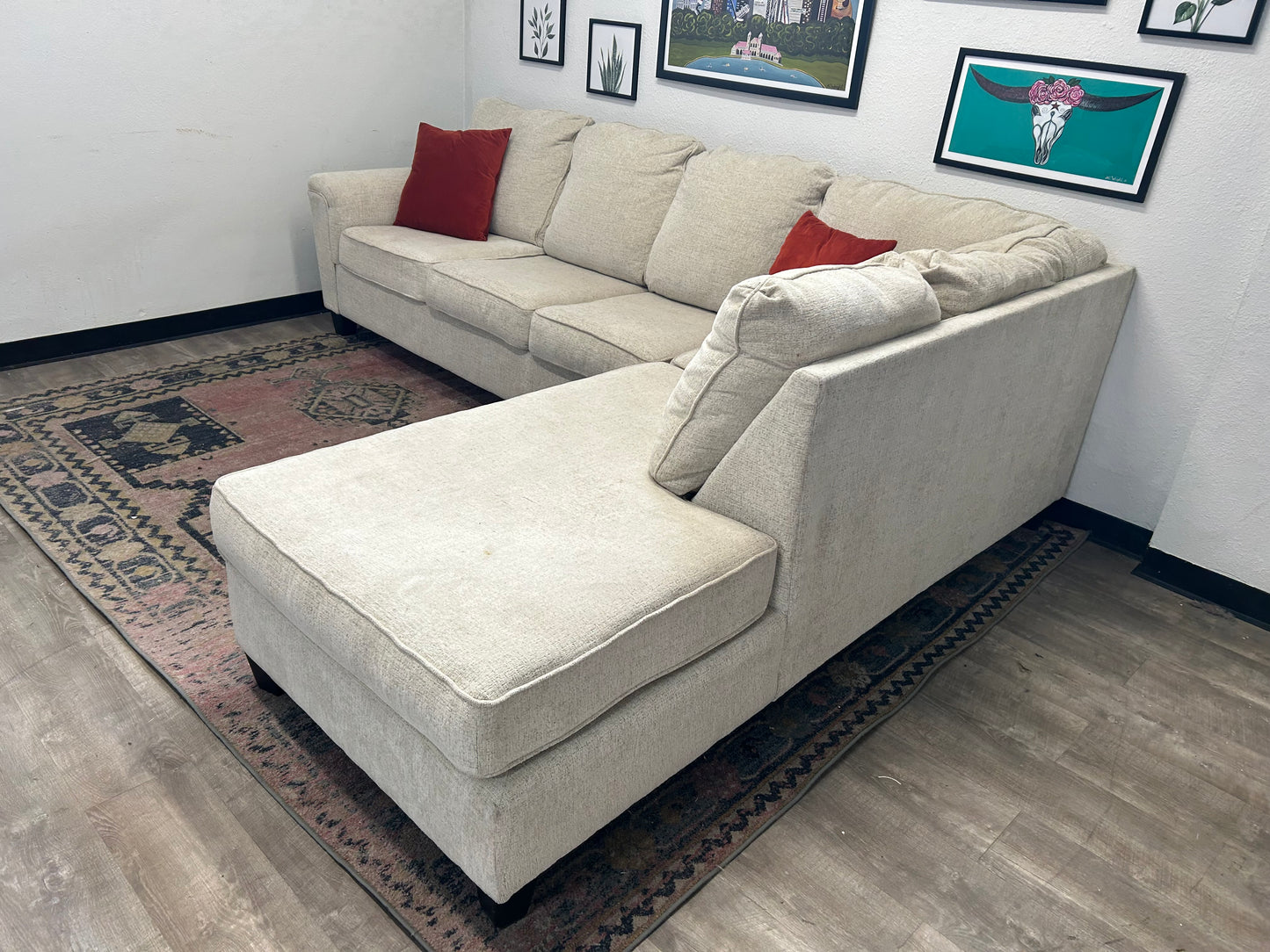 Contemporary Sky Grey Chaise Sectional