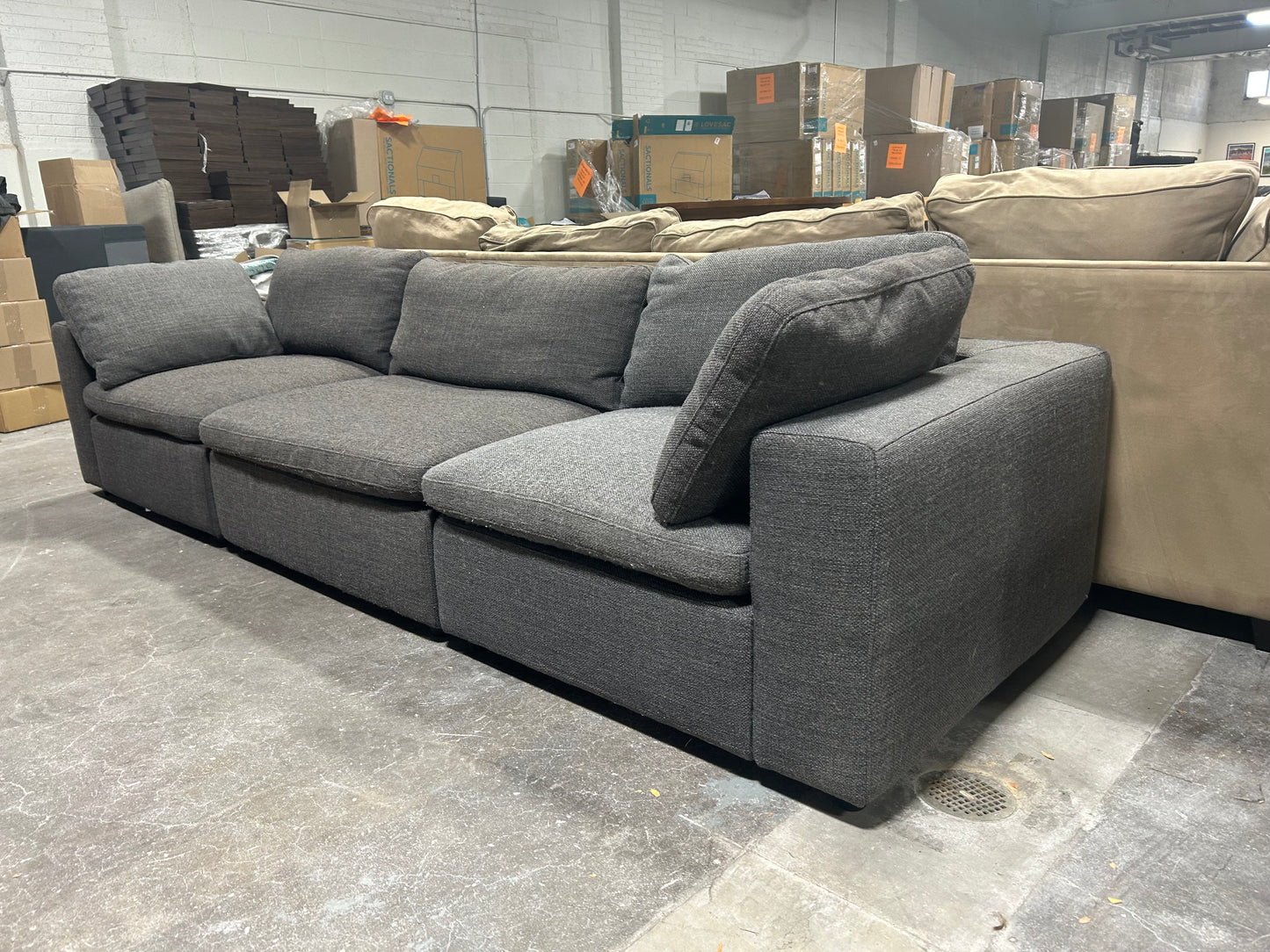 Kardiel 3-Pc Modular Dark Gray Cloud Sofa