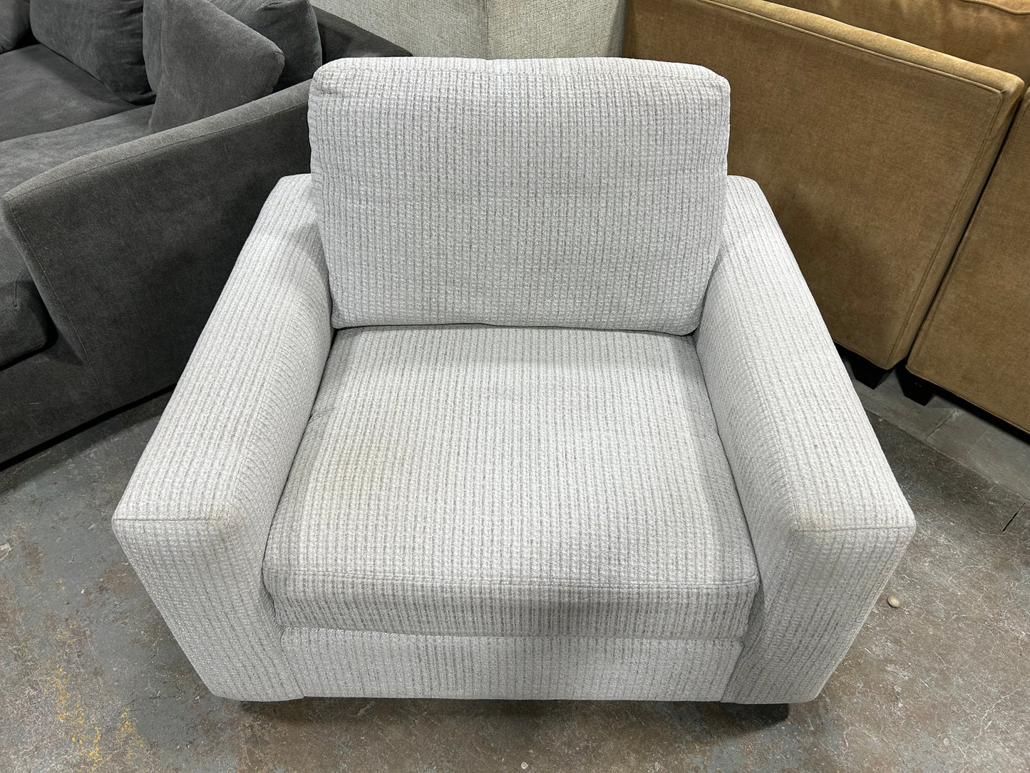 Arhaus Sky Grey Oversize Swivel Chair