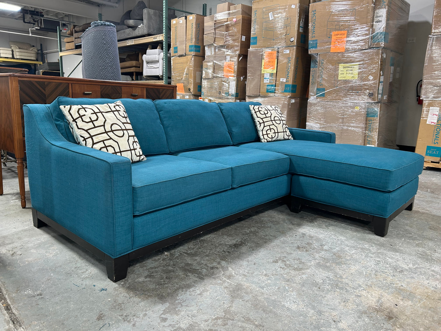 Jonathan Louis Teal Reversible Chaise Sectional