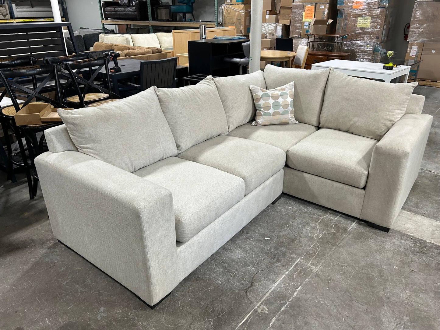 Contemporary 2-Pc Beige Sectional