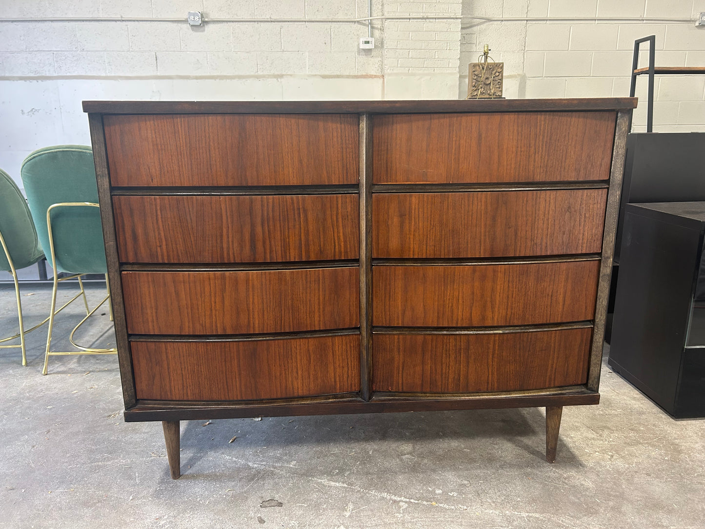 Bassett 8-Drawer MCM Walnut Wood Dresser