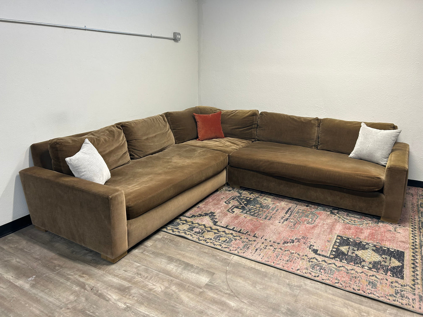 Restoration Hardware 3-Pc Bronze Maxwell Sectional