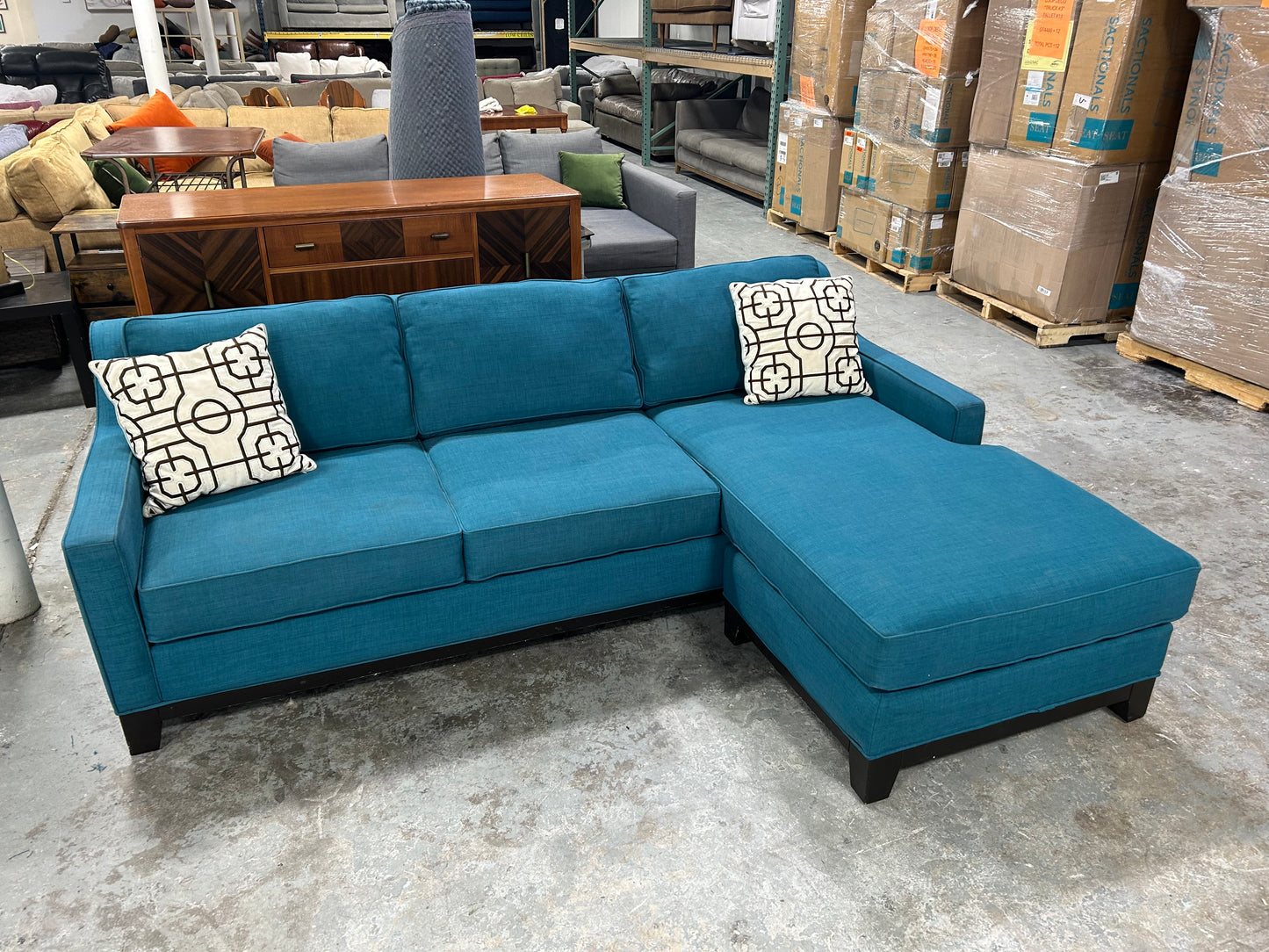 Jonathan Louis Teal Reversible Chaise Sectional