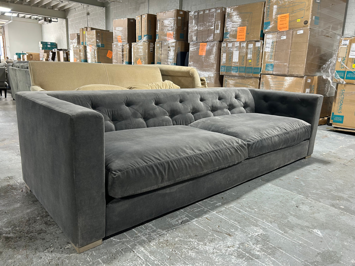 Restoration Hardware Modena Tufted Shelter Arm Sofa