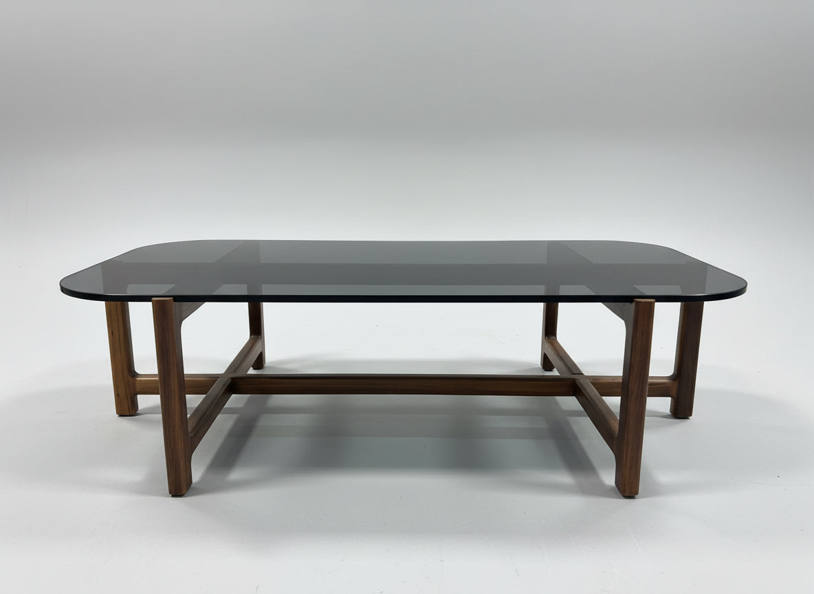 Gus Modern Quarry Coffee Table - Glass & Walnut Wood