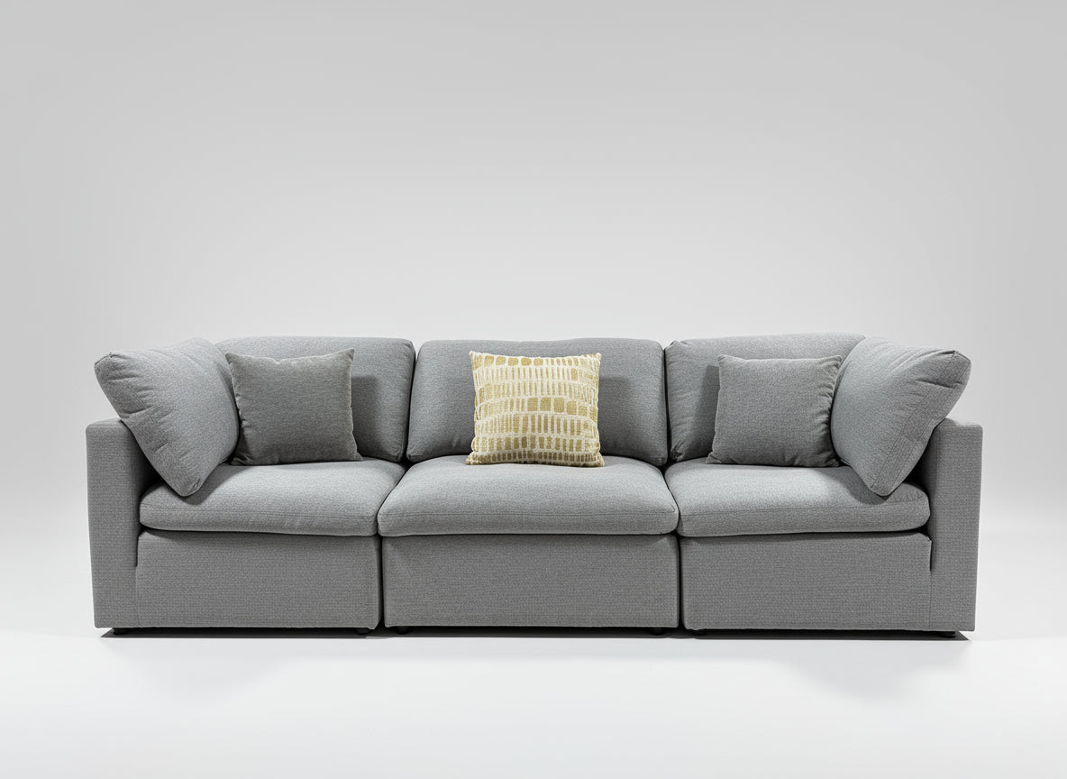 3-Pc Modular Light Gray Cloud Sofa