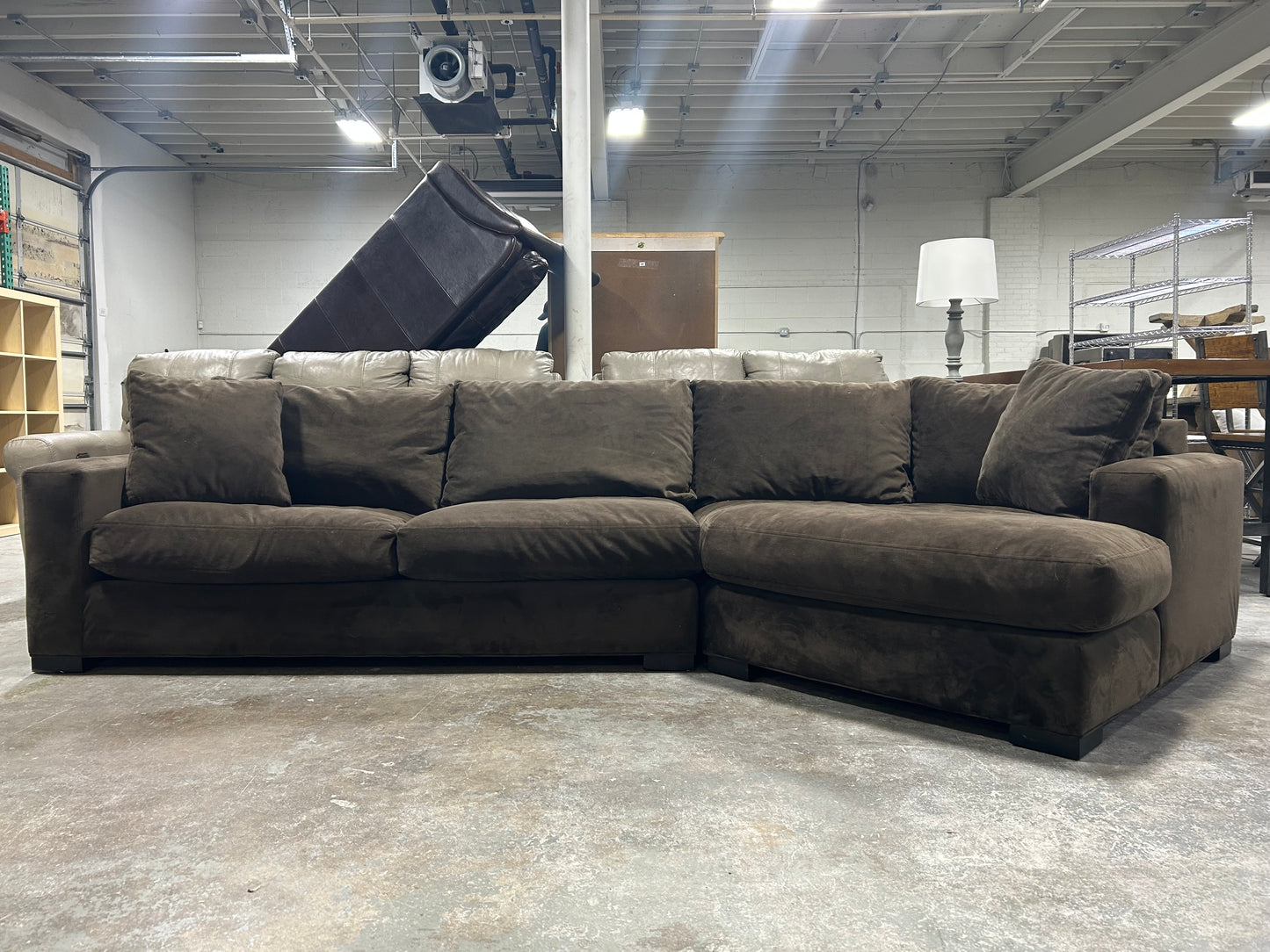 Room & Board Dark Brown Velvet Cuddler Sectional